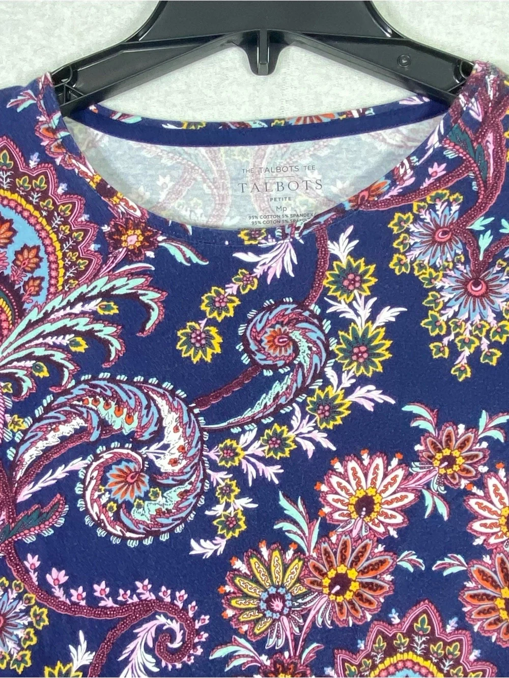 Talbots Imperial Floral Paisley T-Shirt Women's MP Long Sleeve Crew Neck Casual - Picture 3 of 10